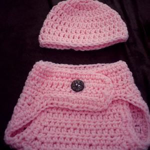 Newborn diaper cover and hat